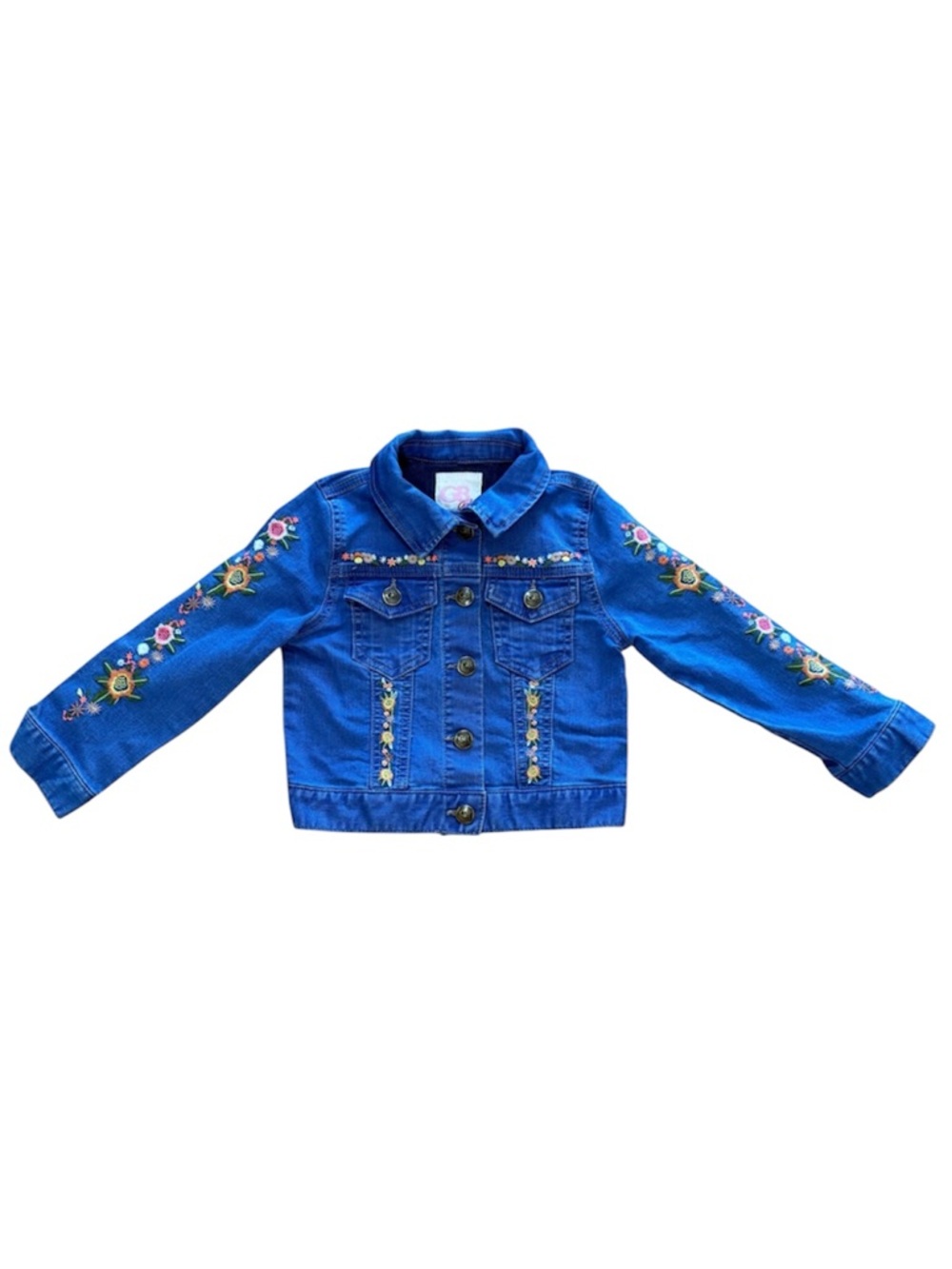 GB Girls’ Floral Monogrammed Denim Jacket for Kids Spring Transitional Sz 6 EUC